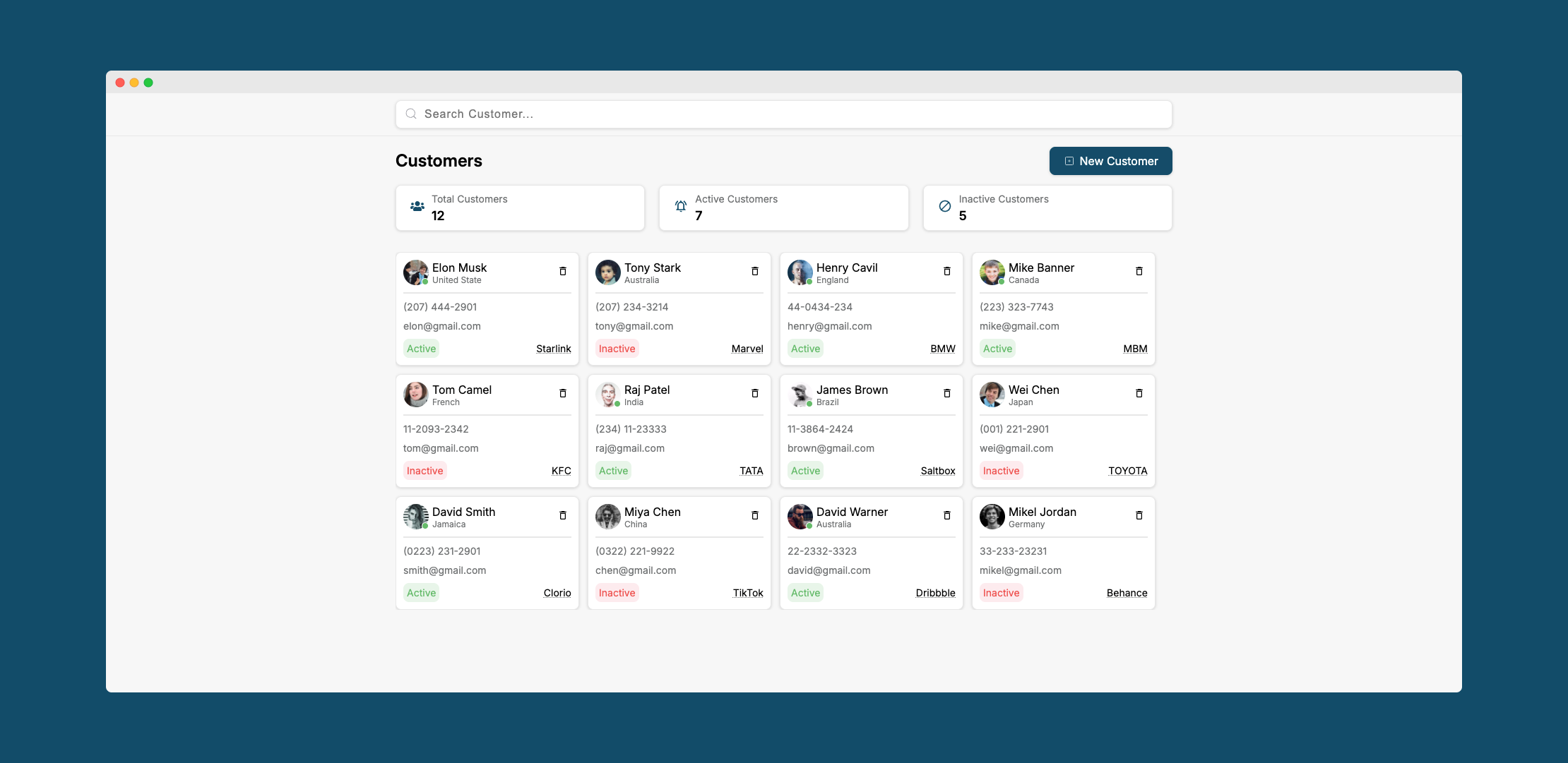Customer Dashboard
